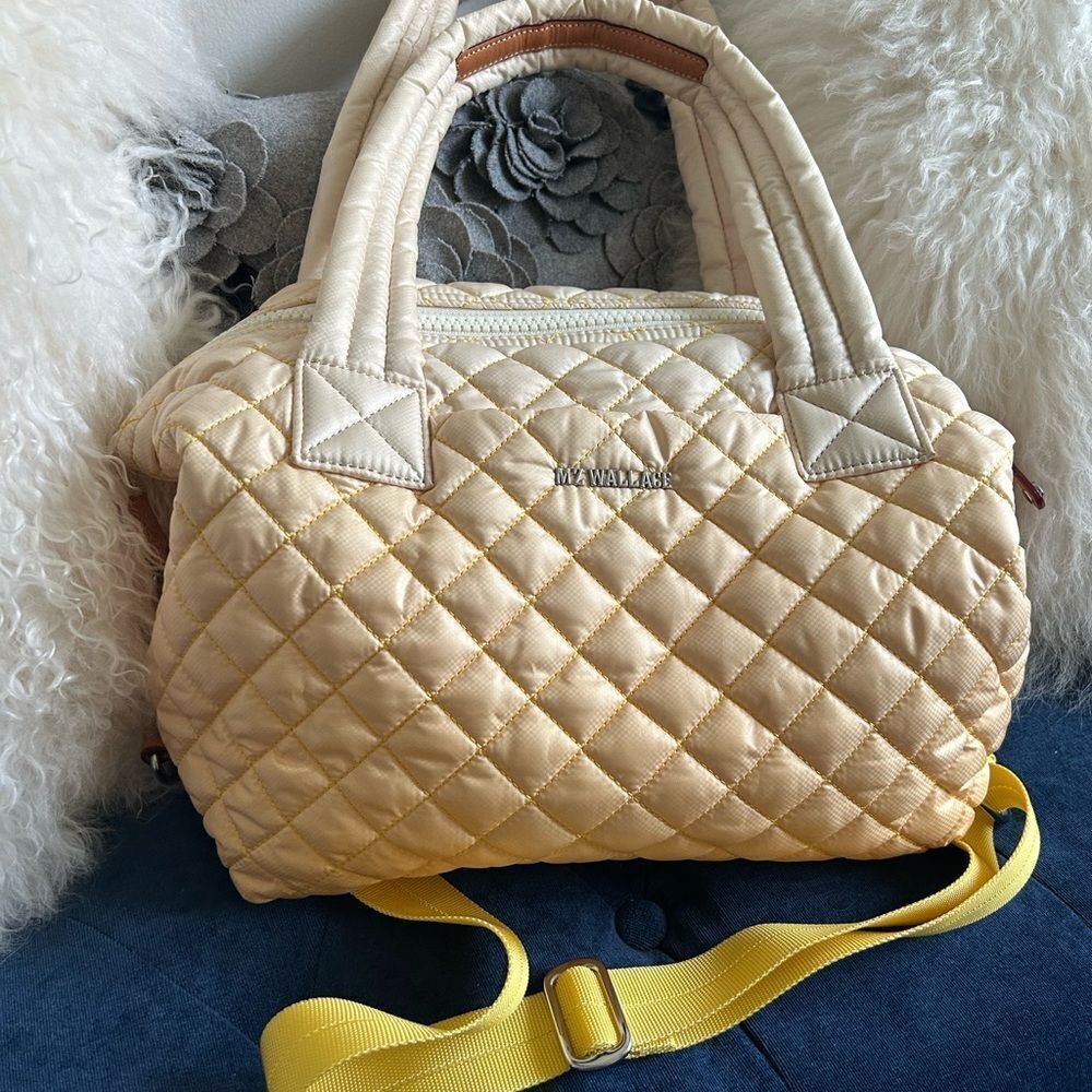 MZ Wallace Quilted Cream and Yellow Baby Bag